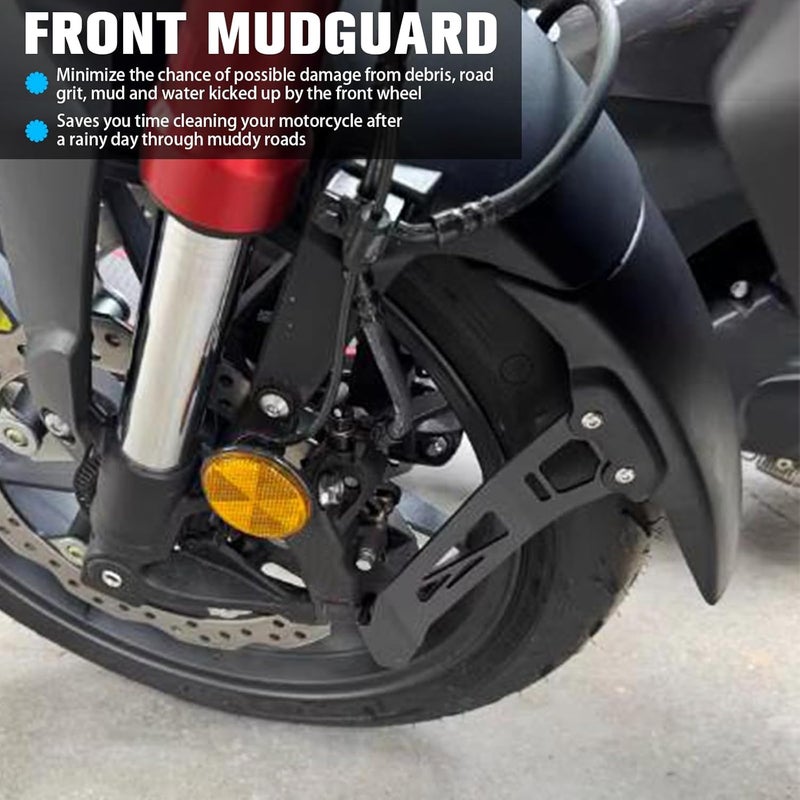 HAONEL Motorcycle Front Fender Mudguard Extender with Bracket Replacement for Pan America 1250 Special 1250S 2021 2022 2023(Black) - Image 3